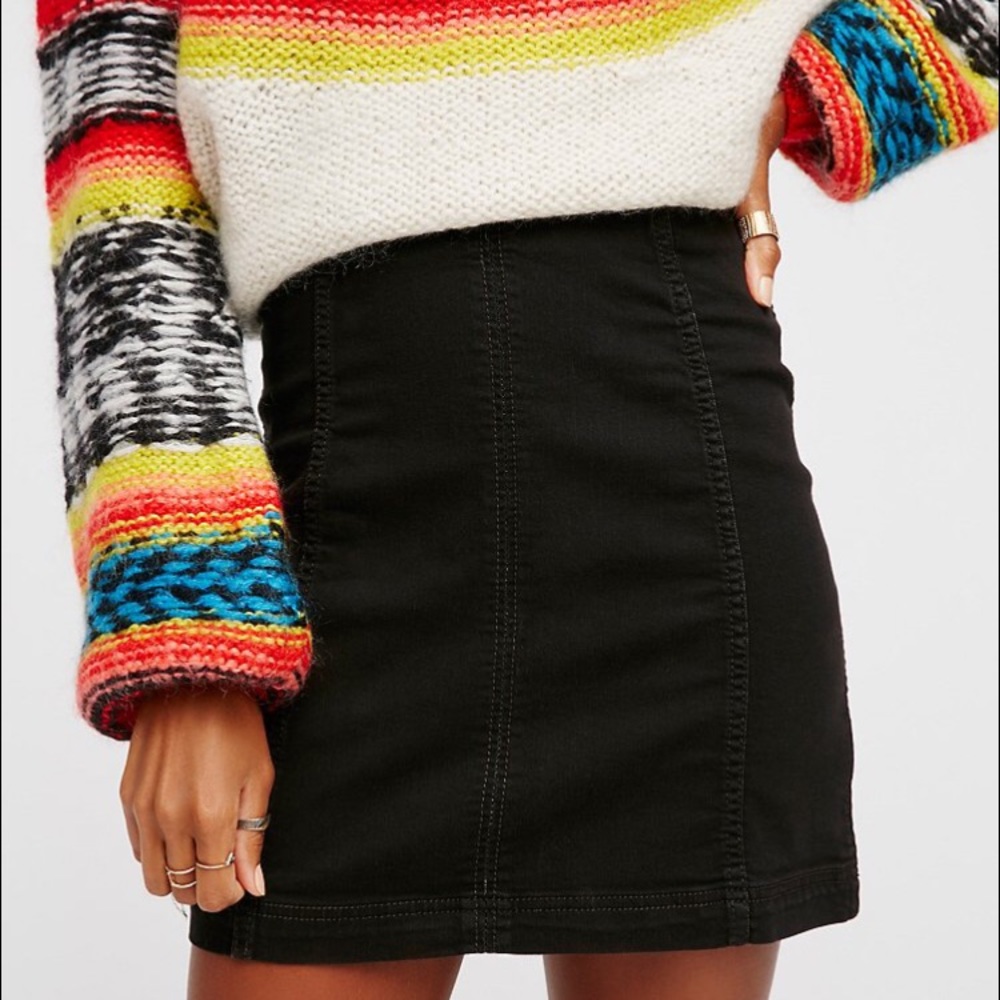 Free People Black Modern Femme Skirt, Sz 10